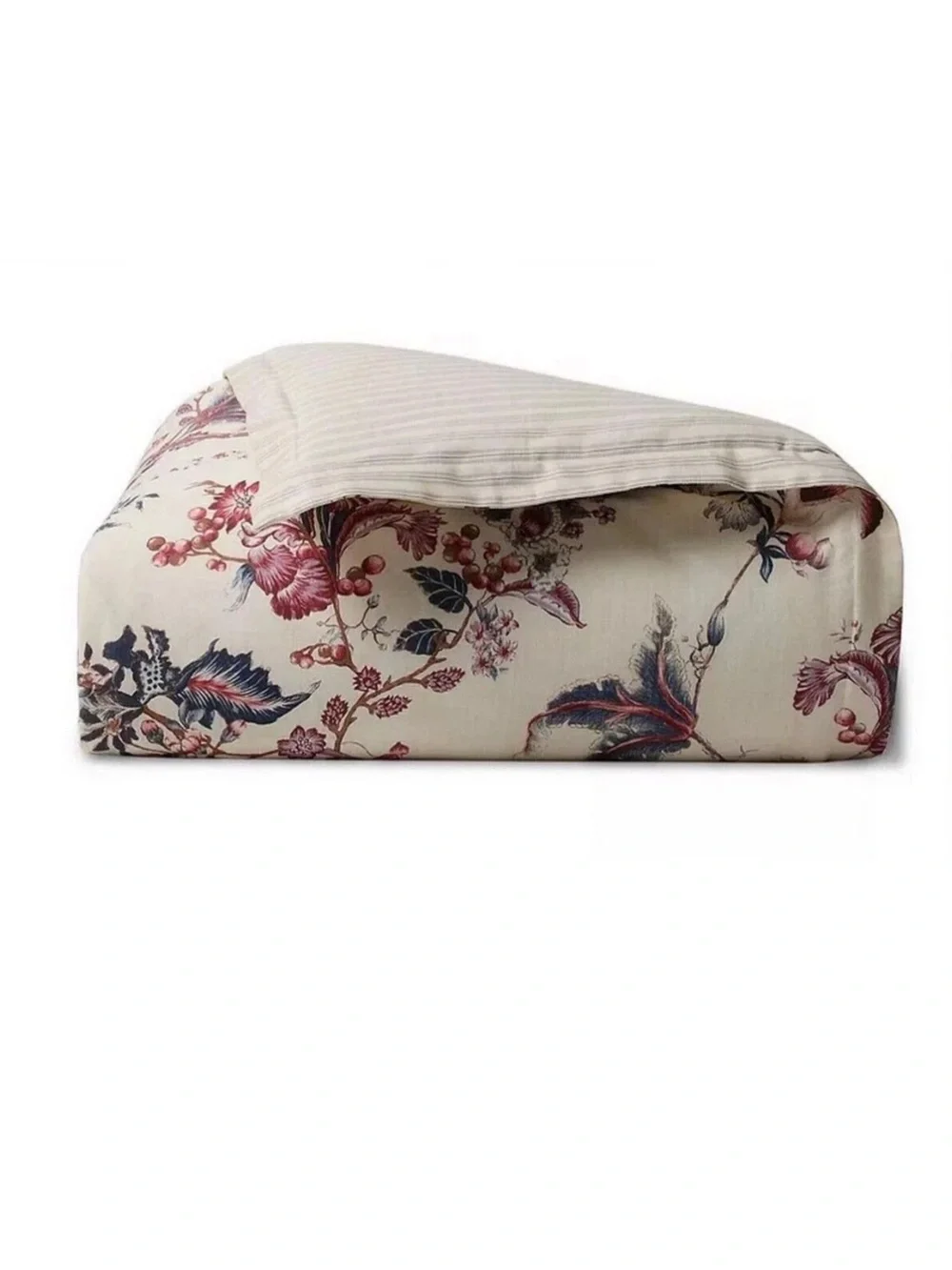🌺NWT Ralph Lauren King Duvet Cover Floral  in Cream, Burgundy & Navy Retail $470